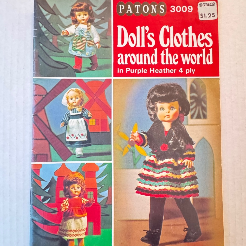 Vintage Patons 3009 Doll’s Clothes Around the World Knitting Booklet Slow Craft